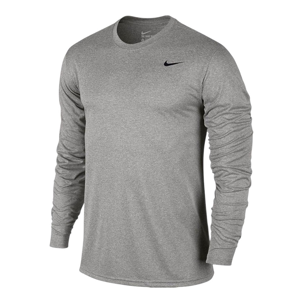 NIKE MENS LONG SLEEVE DRI FIT SHIRT GRAY